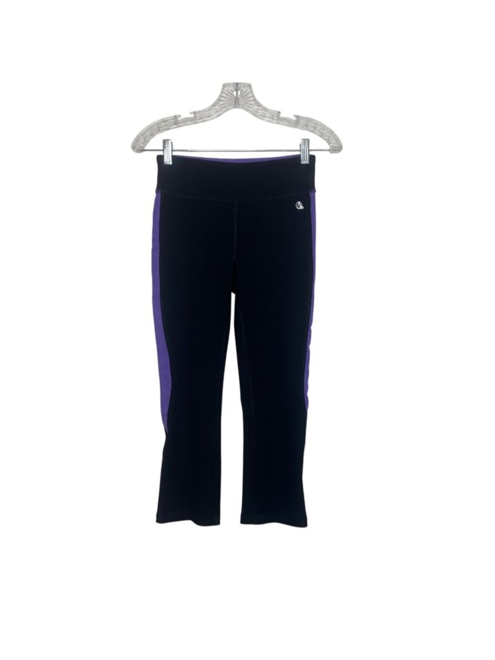 ReActivate Activewear Capri Leggings XS Black Purple Zipper Pocket Gym Workout